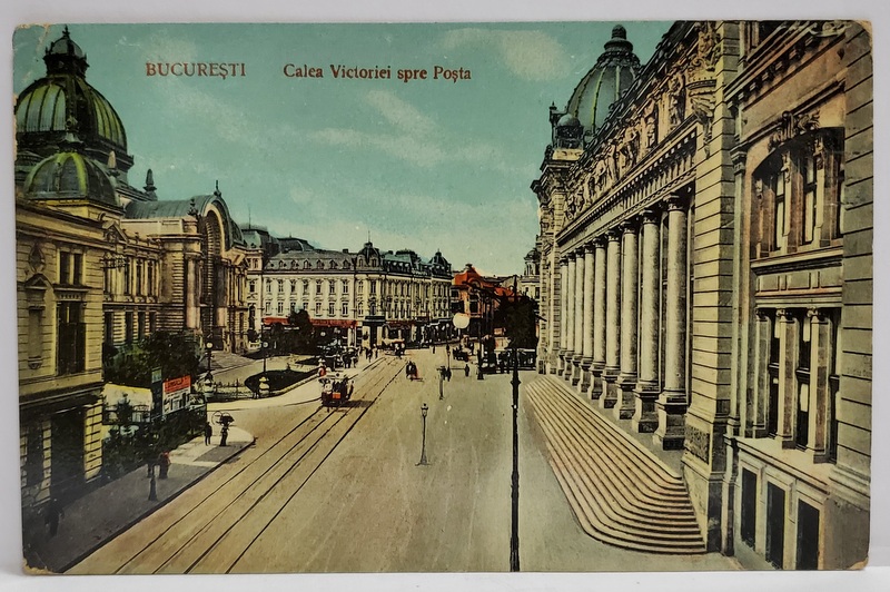 BUCURESTI , CALEA VICTORIEI CATRE POSTA , CARTE POSTALA ILUSTRATA , 1912