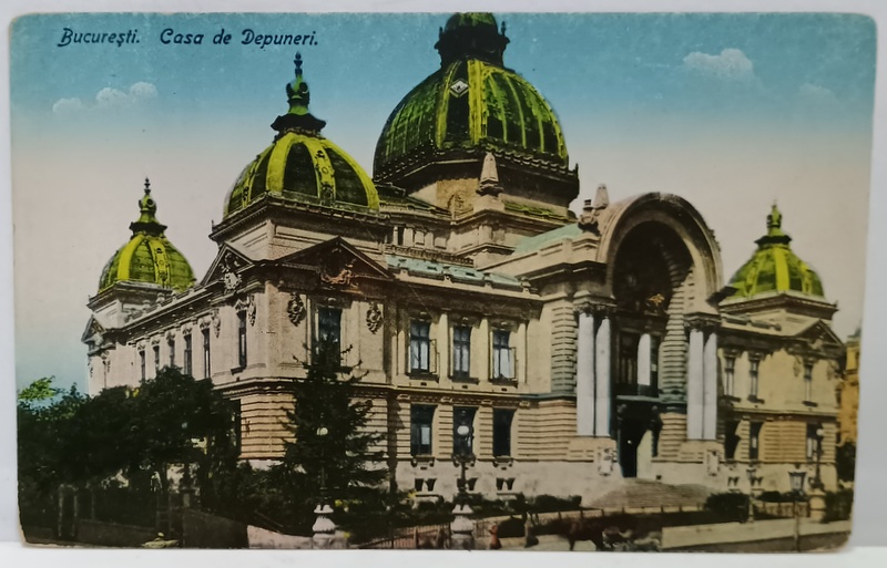 BUCURESTI , CASA DE DEPUNERI , CALEA VICTORIEI , CARTE POSTALA , INCEPUTUL SEC. XX