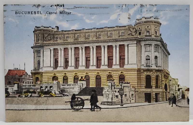 BUCURESTI , CERCUL MILITAR SI STRADA SARINDAR , CARTE POSTALA , 1925