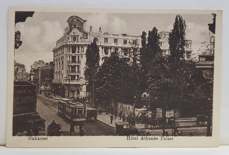 BUCURESTI , HOTELUL ATHENEE PALACE , CARTE POSTALA ILUSTRATA ,  INCEPUTUL SECOLULUI XX