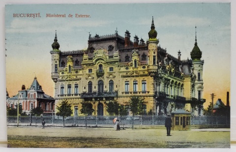 BUCURESTI , PALATUL MINISTERUL DE EXTERNE DIN PIATA VICTORIEI , CLADIRE DEMOLATA , CARTE POSTALA  ILUSTRATA , 1907