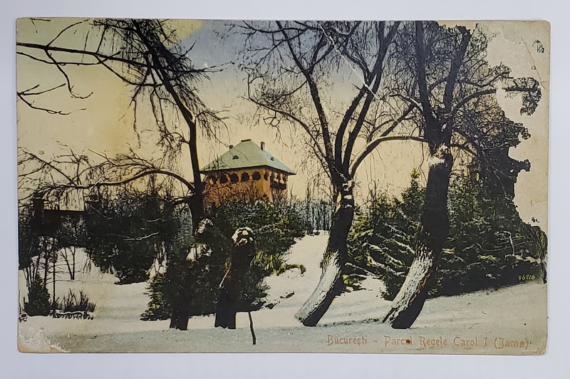 BUCURESTI , PARCUL CAROL I , IARNA , CARTE POSTALA ILUSTRATA , INCEPUT DE SECOL XX