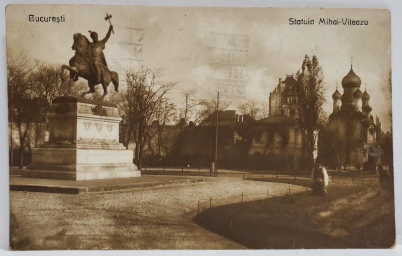 BUCURESTI , STATUIA LUI MIHAI VITEAZUL , CARTE  POSTALA , 1931