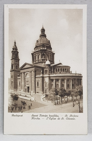 BUDAPESTA , BISERICA SFANTUL STEFAN , CARTE POSTALA ILUSTRATA , MONOCROMA, NECIRCULATA , DATATA 1924