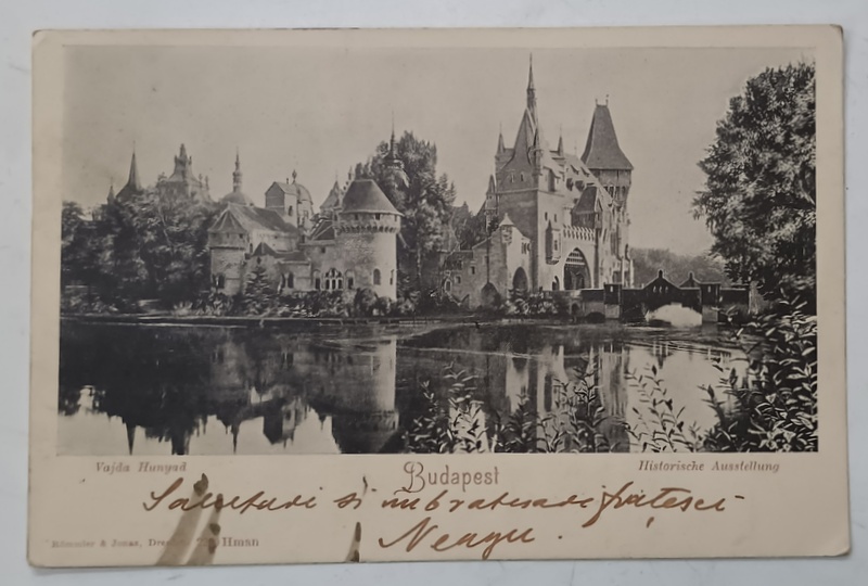 BUDAPESTA , CASTELUL VAJDA HUNYAD , CARTE POSTALA ILUSTRATA , CLASICA , DATATA  1905