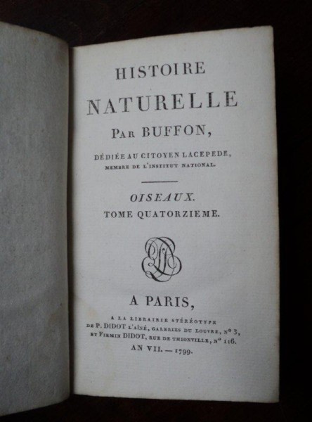 BUFFON, HISTOIRE  NATURELLE , TOM 14, 1799