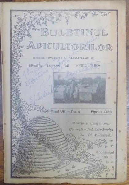 BULETINUL APICULTORILOR, ANUL VII, NR. 4, APRILIE 1936