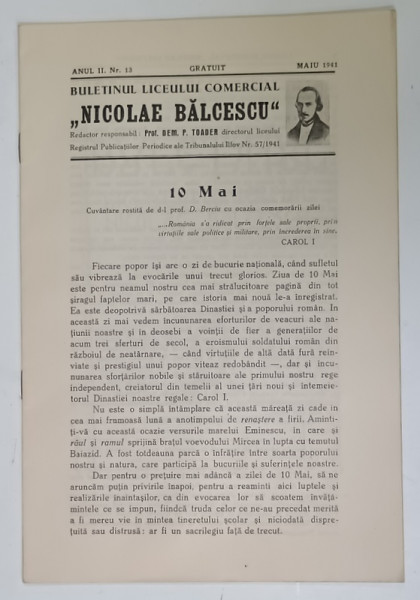 BULETINUL  LICEULUI COMERCIAL ' NICOLAE BALCESCU ' , BUCURESTI ,  NR.13 ,  1941