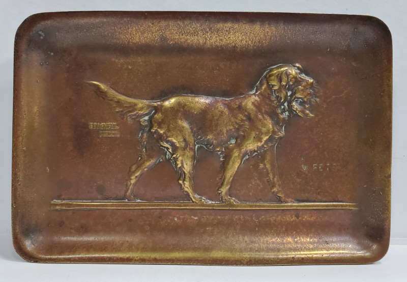 Caine de vanatoare, Placheta din bronz, Victor Peter, cca. 1900