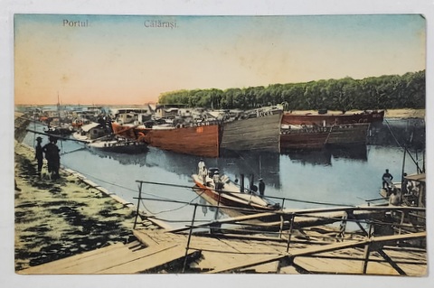 CALARASI , VAPOARE IN PORT , CARTE POSTALA ILUSTRATA , 1919