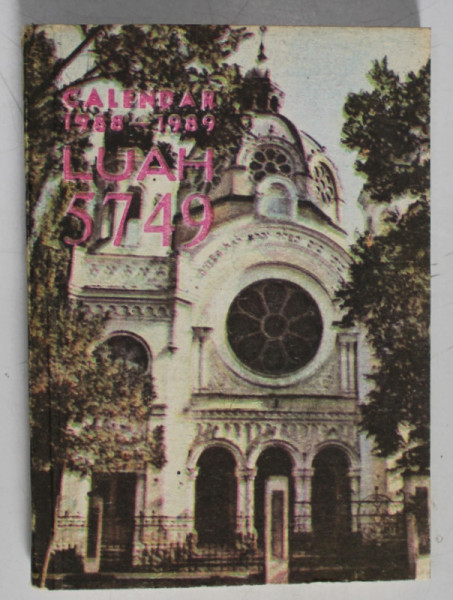 CALENDAR LUAH PE ANUL 5749 ( 1988 - 1989  )