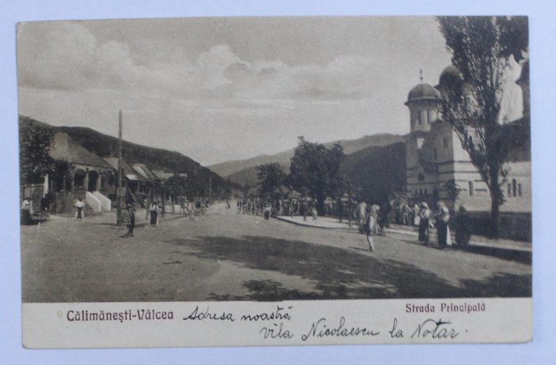 CALIMANESTI - VALCEA , STRADA PRINCIPALA , CARTE POSTALA ILUSTRATA , MONOCROMA, CIRCULATA , DATATA 1925