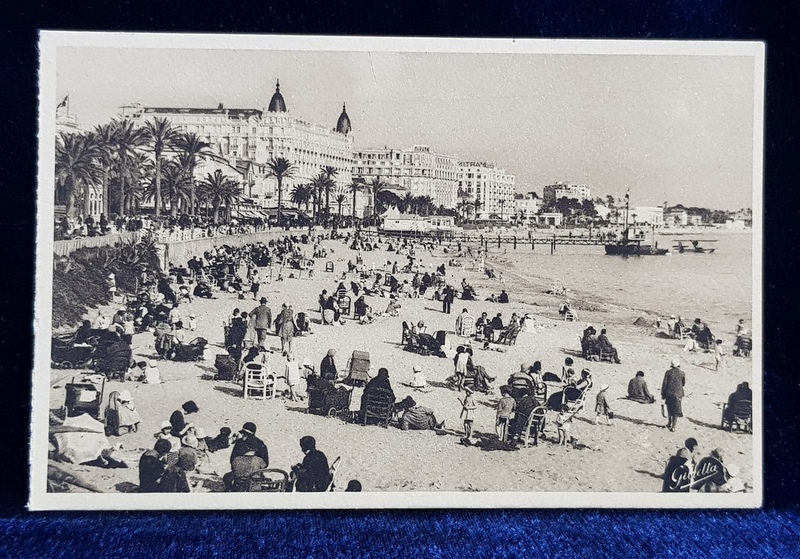 CANNES , PLAJA IARNA , CARTE POSTALA ILUSTRATA , INTERBELICA