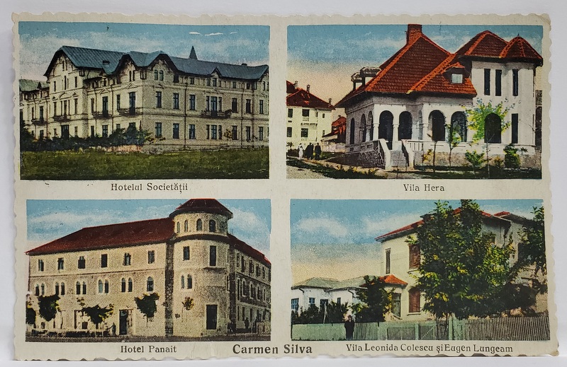 CARMEN SILVA , FOTOMONTAJ CU HOTELURI SI VILE , CARTE POSTALA , 1930