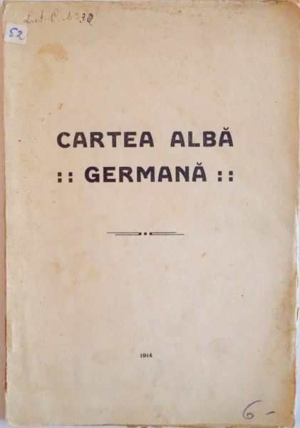 CARTEA ALBA GERMANA, 1914