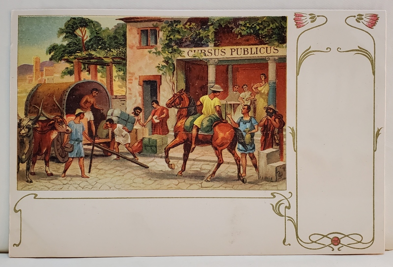 CARUTA DE POSTA IN IMPERIUL  ROMAN  , CROMOLITOGRAFIE , ART - NOUVEAU , CARTE POSTALA , CLASICA