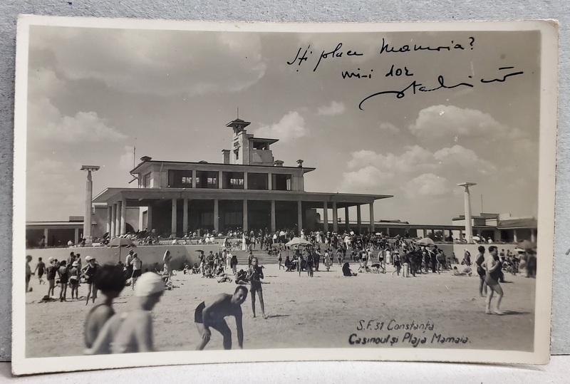 CASINOUL SI PLAJA MAMAIA , CARTE POSTALA ILUSTRATA , INTERBELICA