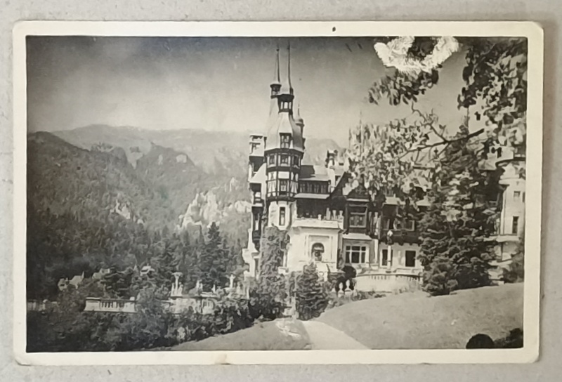 CASTELUL PELES , FATADA LATERALA SI TERASA , FOTOGRAFIE FORMAT CARTE POSTALA , 1942