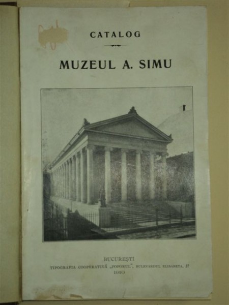 CATALOUL MUZEULUI A. SIMU, BUCURESTI, 1910