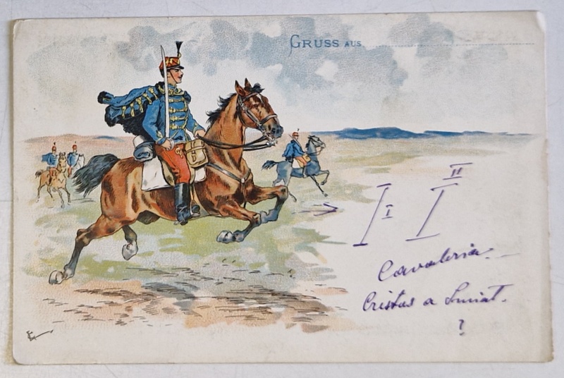 CAVALERISTI DIN ARMATA AUSTRO - UNGARA , CARTE POSTALA , CROMOLITOGRAFIE , CLASICA