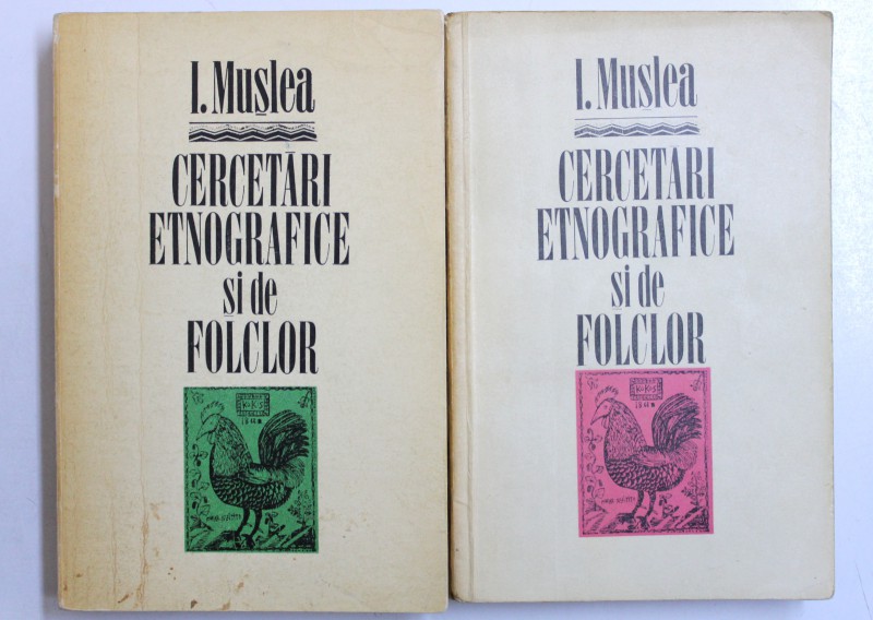 CERCETARI ETNOGRAFICE SI DE FOLCLOR de I. MUSLEA , VOL. I - II , 1971 - 1972 , CONTINE SUBLINIERI CU CREION COLORAT