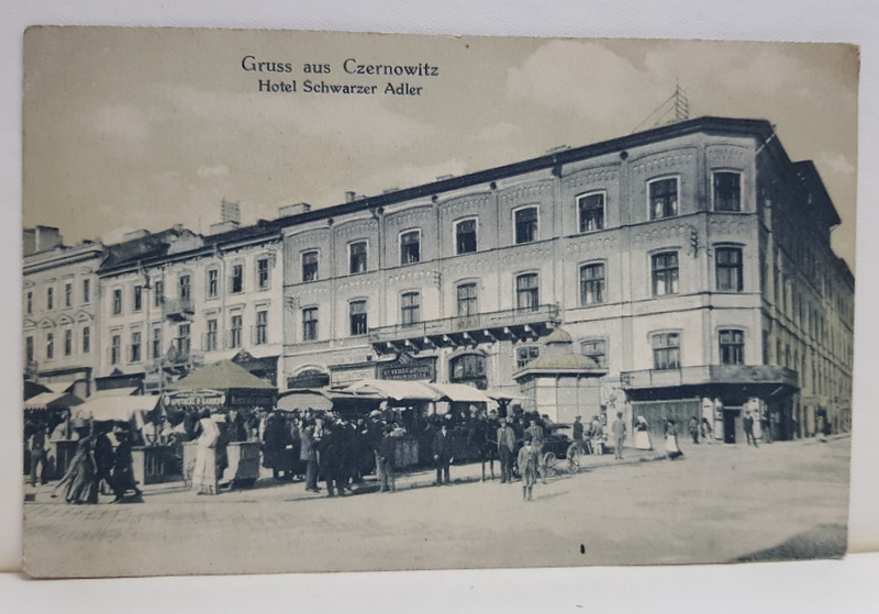 CERNAUTI , HOTELUL VULTURUL NEGRU , CARTE POSTALA ILUSTRATA , 1921