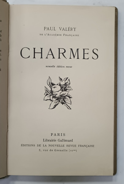 CHARMES par PAUL VALERY , 1926, EXEMPLAR NUMEROTAT 4004 DIN 6000 *