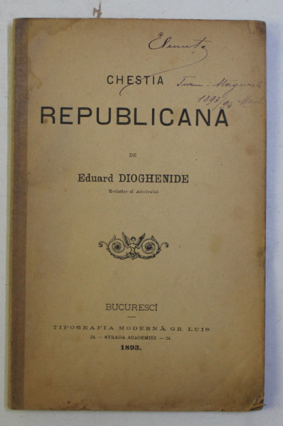 CHESTIA REPUBLICANA de EDUARD DIOGHENIDE , 1893