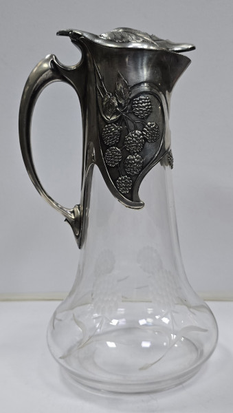 Christofle, Galia - Carafa din sticla cu montura din metal argintat, cca.1900
