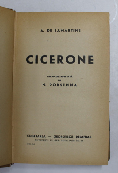 CICERONE de A. DE LAMARTINE , 1941