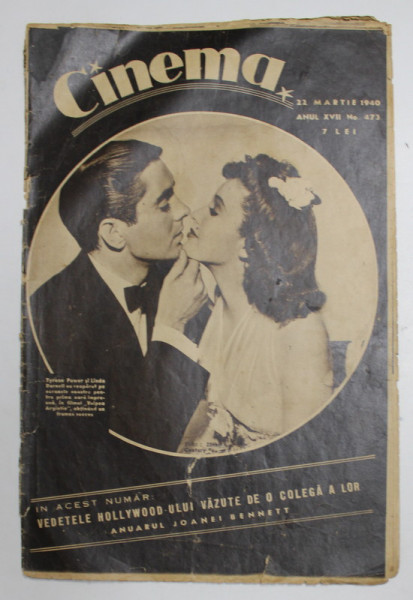 CINEMA , REVISTA CINEMATOGRAFICA , ANUL XVII , NR. 473 , 22 MARTIE , 1940