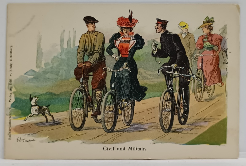 CIVIL und MILITAIR , CARTE POSTALA SATIRICA , CROMOLITOGRAFIE , CLASICA , CCA. 1900