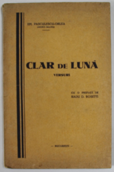 CLAR DE LUNA , versuri de E . PASCULESCU - ORLEA  (ANDREI BALTES ) , 1936