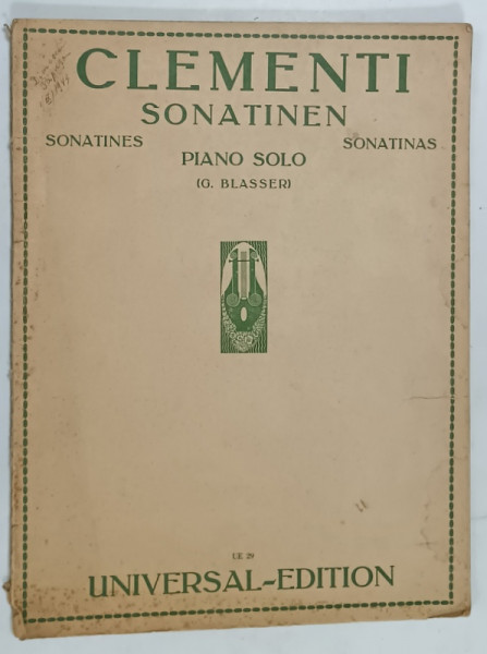 CLEMENTI , SONATINEN  , PIANO SOLO , PARTITURI , 1942