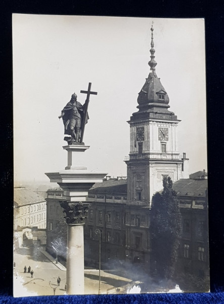 COLUMNA REGELUI SIGISMUND SI TURNUL PALATULUI REGAL - VARSOVIA , FOTOGRAFIE AERIANA , MONOCROMA, PERIOADA INTERBELICA