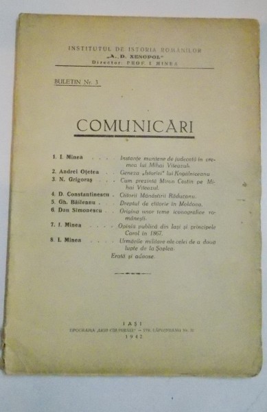 COMUNICARI , BULETIN NR. 3 , 1942