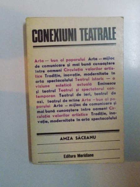 CONEXIUNI TEATRALE de AMZA SACEANU , 1981