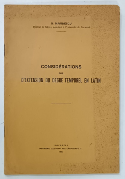CONSIDERATIONS SUR D 'EXTENSION DU DEGRE TEMPOREL EN LATIN par N. MARINESCU , 1936