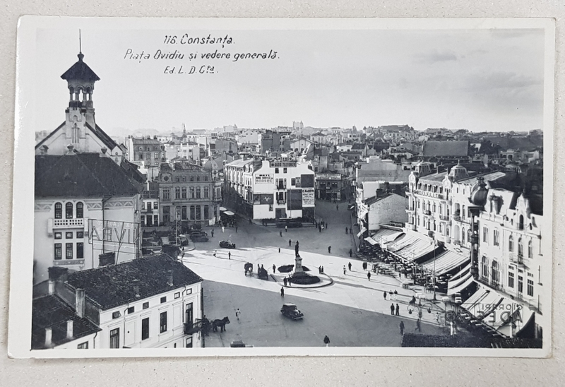 Constanta. Piata Ovidiu si vedere generala. - CP Ilustrata.