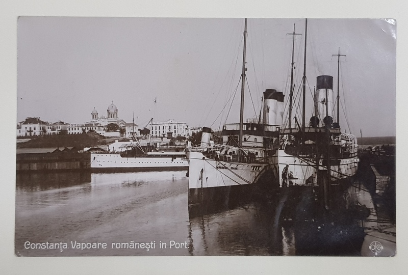 CONSTANTA , VAPOARE ROMANESTI IN PORT , CARTE POSTALA ILUSTRATA , 1908