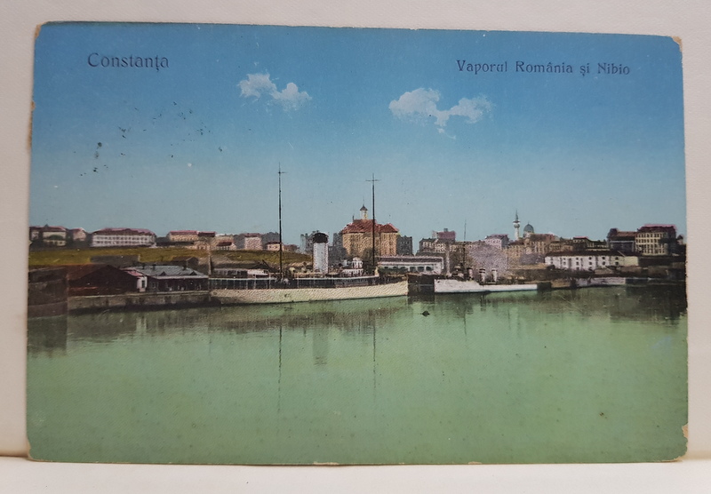 CONSTANTA , VAPOARELE ' ROMANIA ' SI ' NIBIO ' , CARTE POSTALA ILUSTRATA , 1922