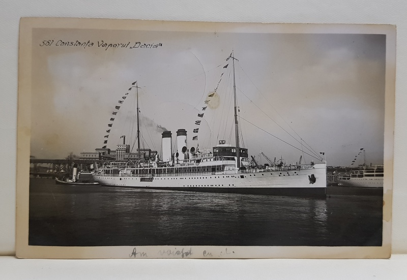 CONSTANTA , VAPORUL ' DACIA ' LANGA SILOZURI , FOTOGRAFIE TIP CARTE POSTALA , 1940