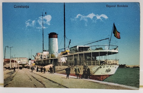 CONSTANTA , VAPORUL '' ROMANIA '' ANCORAT IN PORT , CARTE POSTALA ILUSTRATA , 1926