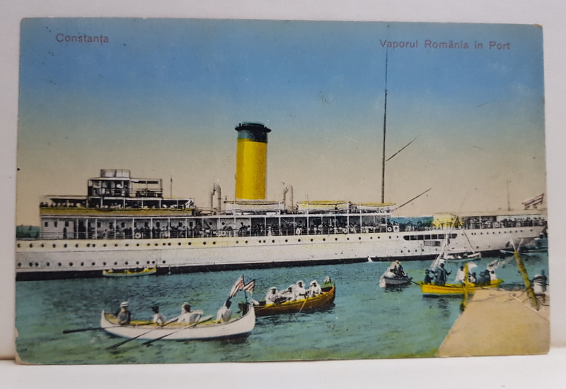 CONSTANTA , VAPORUL ' ROMANIA ' IN PORT , CARTE POSTALA ILUSTRATA , 1927