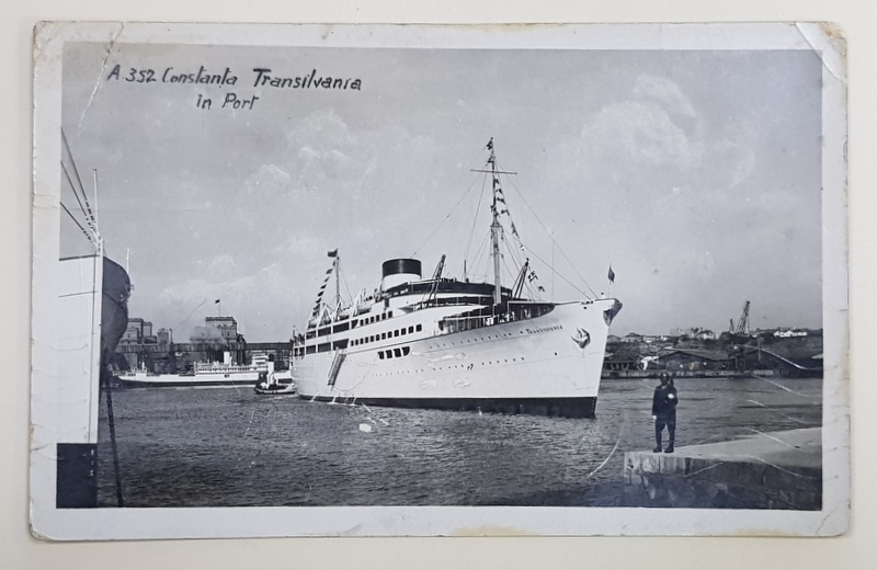 CONSTANTA , VASUL ' TRANSILVANIA ' IN PORT , FOTOGRAFIE TIP CARTE POSTALA , 1939