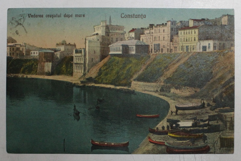 CONSTANTA - VEDEREA ORASULULUI DE PE MARE , CARTE POSTALA ILUSTRATA , POLICROMA, CIRCULATA , DATATA 1927