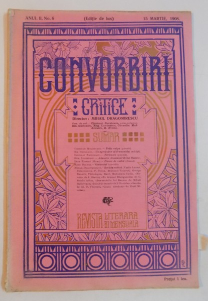 CONVORBIRI CRITICE , ANUL II , NR.6 , 15 MARTIE 1908