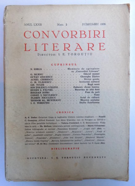 CONVORBIRI LITERARE - ANUL LXXII , NR. 2 , FEBRUARIE 1939