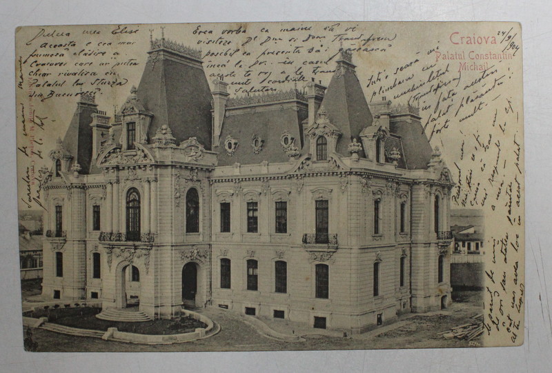 CRAIOVA  - PALATUL CONSTANTIN MICHAIL , CARTE POSTALA ILUSTRATA , MONOCROMA ,CIRCULATA , CLASICA , DATATA OCT. 1904