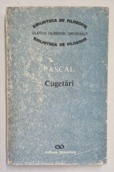 CUGETARI de PASCAL , Bucuresti 1992 , COPERTA PREZINTA URME DE UZURA